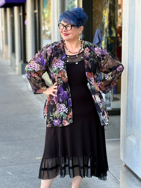 Aris A Chiffon Burnout Print Floral Jacket