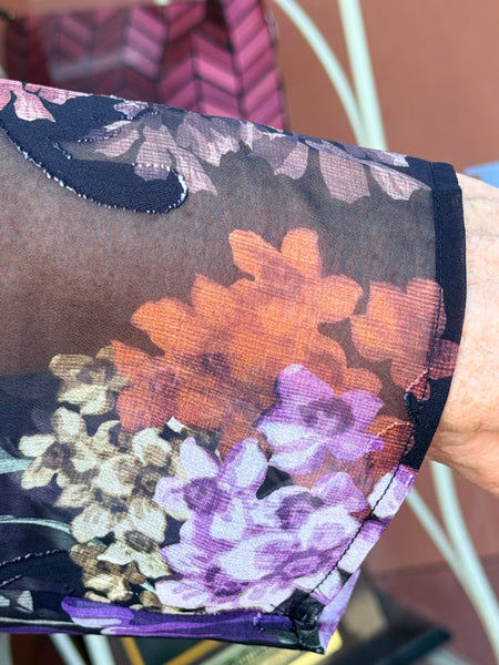 Aris A Chiffon Burnout Print Floral Jacket
