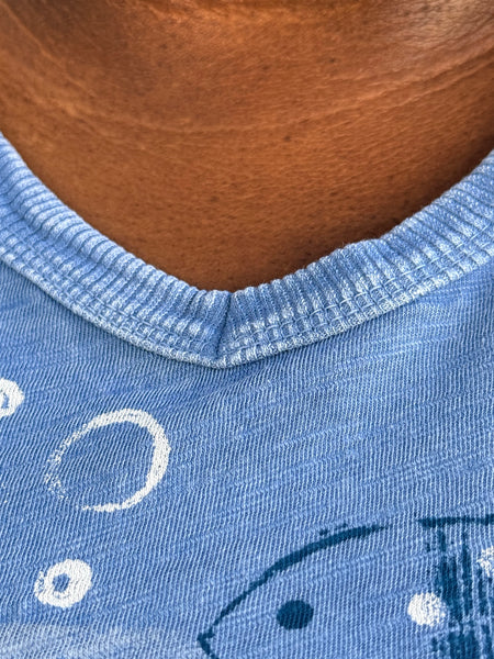 Jess and Jane Mineral Wash Short Sleeve V-Neck- Riviera Fin Friends