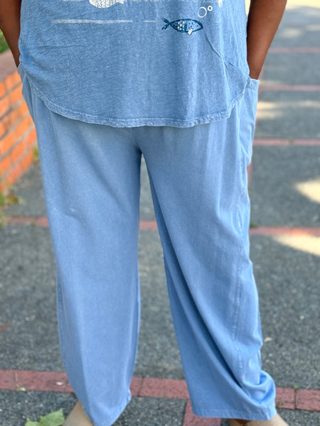 Jess and Jane Lantern Pant- Riviera Blue