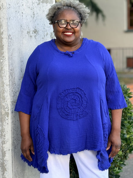 Oh My Gauze Circle Tunic-Cobalt
