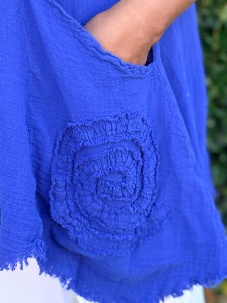Oh My Gauze Circle Tunic-Cobalt