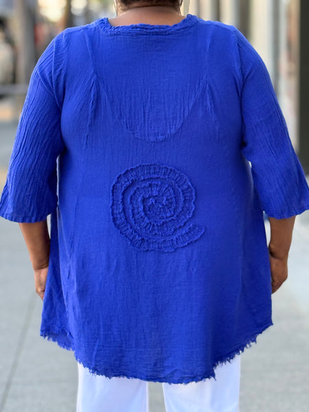 Oh My Gauze Circle Tunic-Cobalt