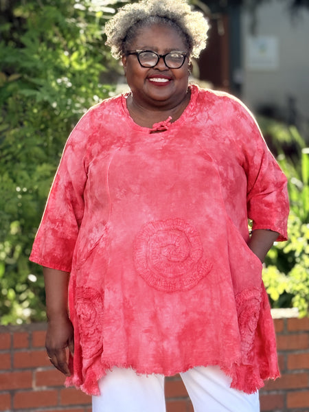 Oh My Gauze Circle Tunic-Washed Fire