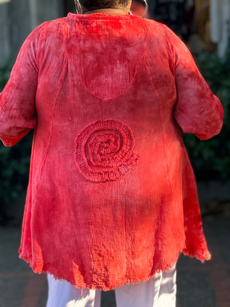 Oh My Gauze Circle Tunic-Washed Fire