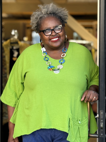 Oh My Gauze Pocket Top -Matcha One Size