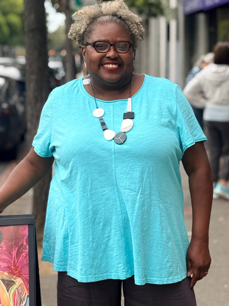 Kleen Seamed Short Sleeve Tee-Cyan