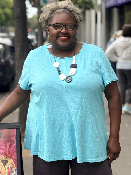 Kleen Seamed Short Sleeve Tee-Cyan