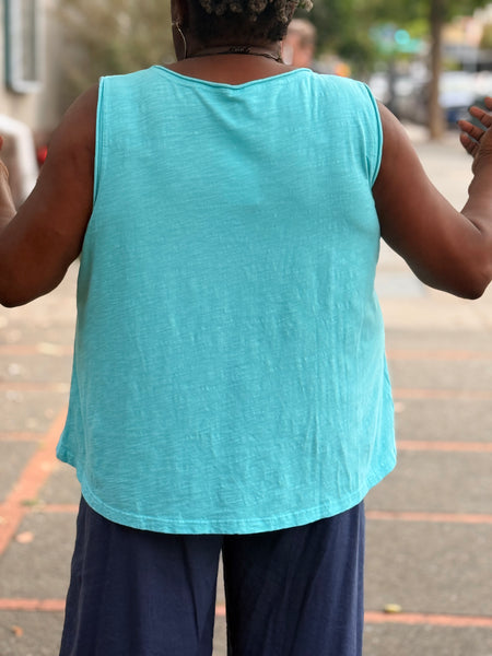Kleen Cotton Swing Tank-Cyan