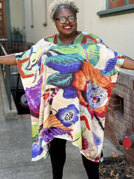 KikiSol One Size Midi Kaftan-Urban Floral