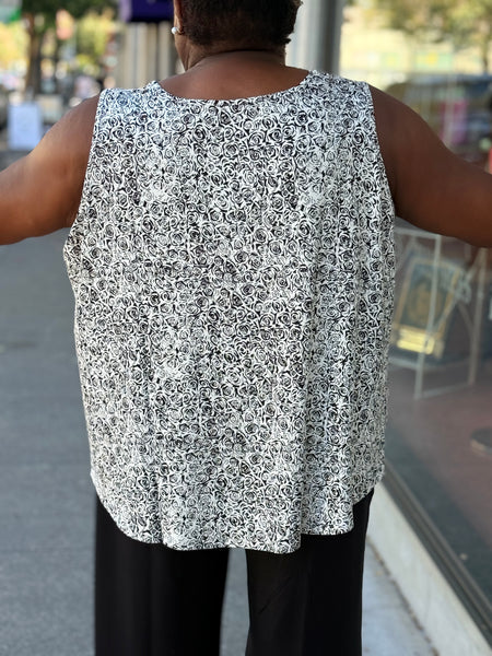 Blue Sky Ritzy Tank -BW Rosette