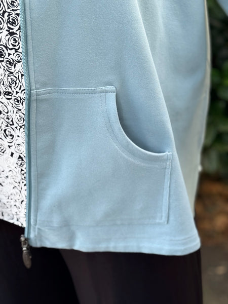 Blue Sky Cotton Bowen Zip Jacket- Dusty Teal