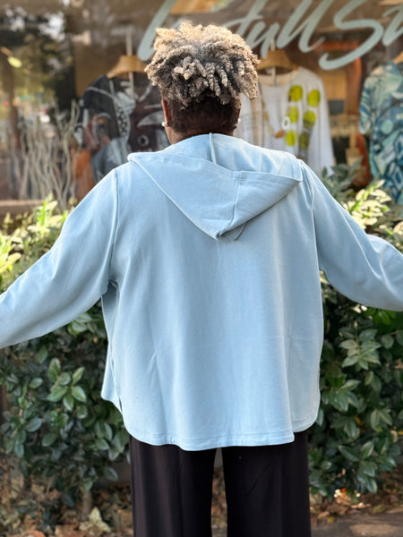 Blue Sky Cotton Bowen Zip Jacket- Dusty Teal