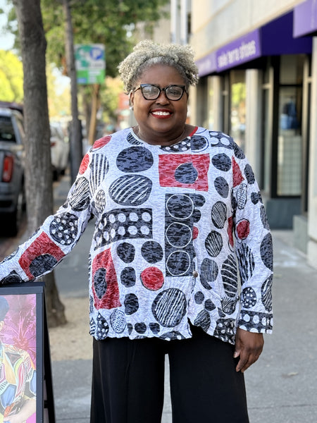 Jess and Jane Crushed Asymmetrical Top with Pocket- Bimba