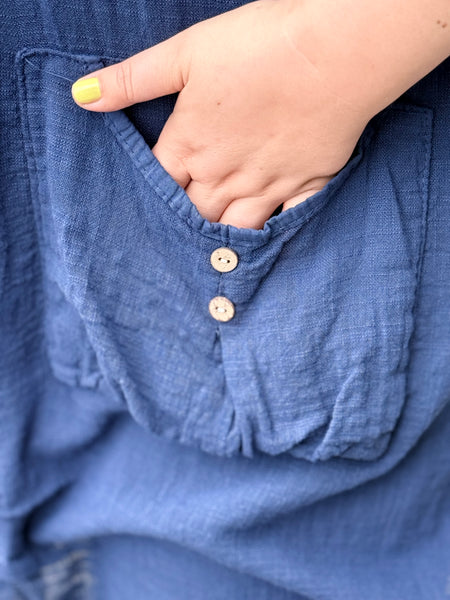 Pure Clothing One Size Pocket Detail Tunic- Navy