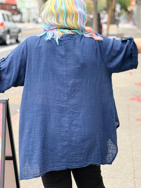 Pure Clothing One Size Pocket Detail Tunic- Navy