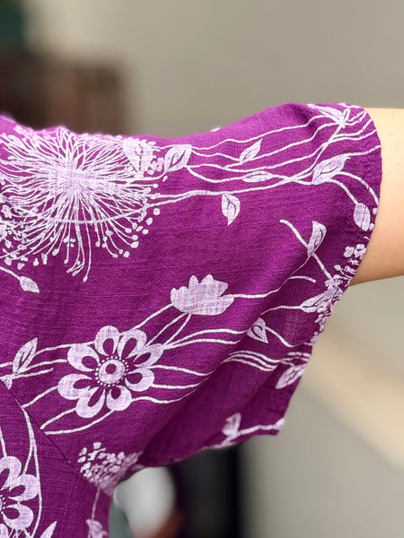 Pure Cotton Dandelion Dress with Pockets-Purple