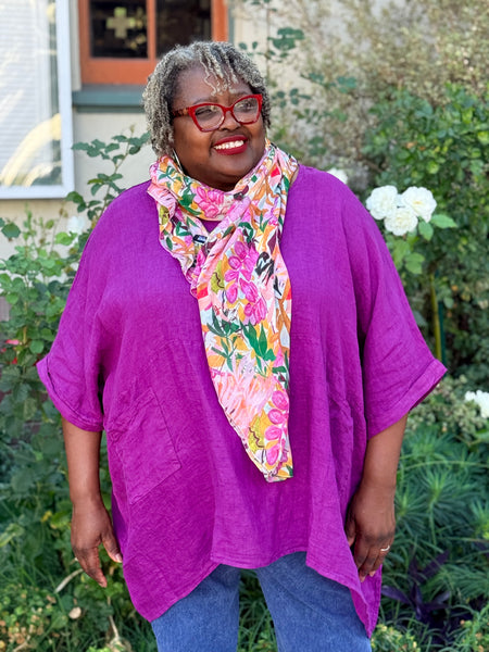 Pure Clothing Oversized Linen Tunic-Magenta