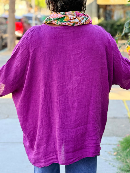 Pure Clothing Oversized Linen Tunic-Magenta