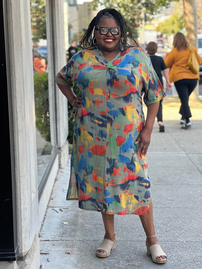 Transparente One-Size Cotton Gauze Dress- Olive In Full Swing Transparente One-Size Cotton Gauze Dress- Olive In Full Swing
