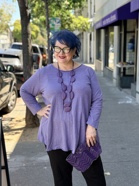 Kleen Seamed 3/4 Sleeve Swing Tee-Purple Ink