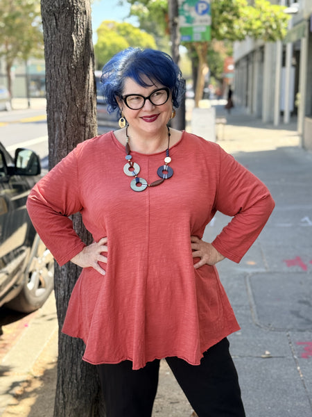 Kleen Seamed 3/4 Sleeve Swing Tee-TempleRed