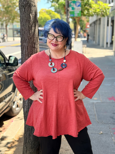 Kleen Seamed 3/4 Sleeve Swing Tee-TempleRed