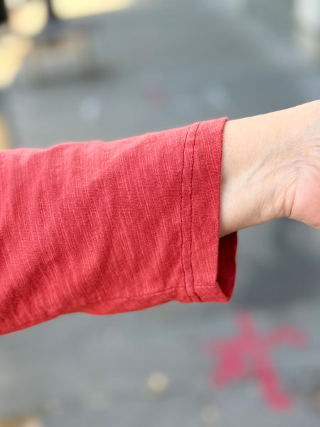 Kleen Seamed 3/4 Sleeve Swing Tee-TempleRed