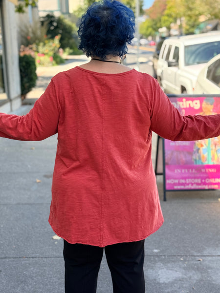 Kleen Seamed 3/4 Sleeve Swing Tee-TempleRed