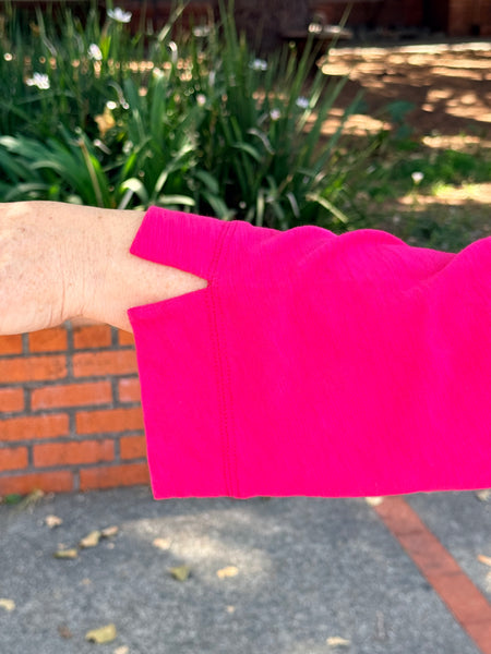 Habitat Pebble Coverstitch Boatneck Tee- Fuchsia