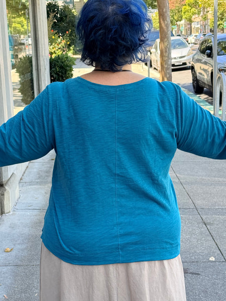 Habitat Pebble Coverstitch Boatneck Tee-Teal