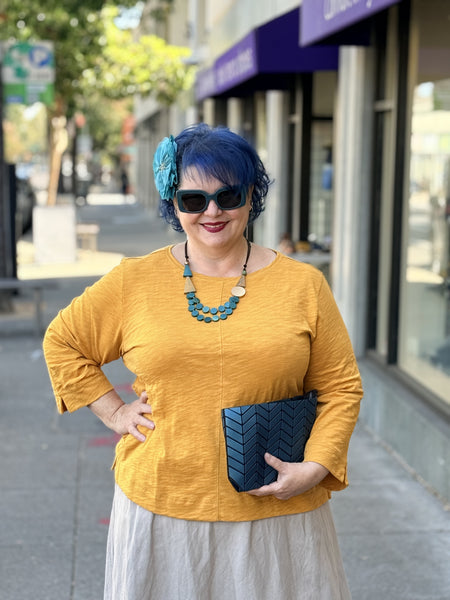 Habitat Pebble Coverstitch Boatneck Tee-Honey
