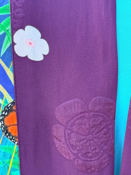 Citron Open Front Kimono- Chrysanthemum Gold Dream