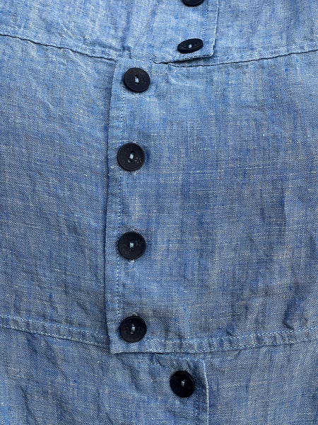 Cheyenne Blue Linen Button Top