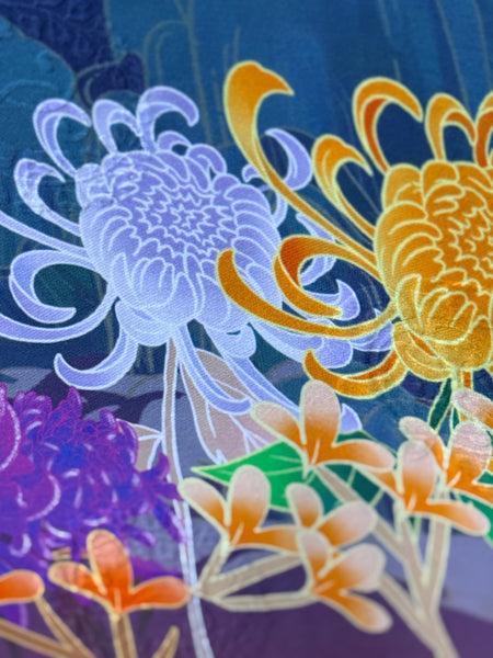Citron Open Front Kimono- Chrysanthemum Gold Dream
