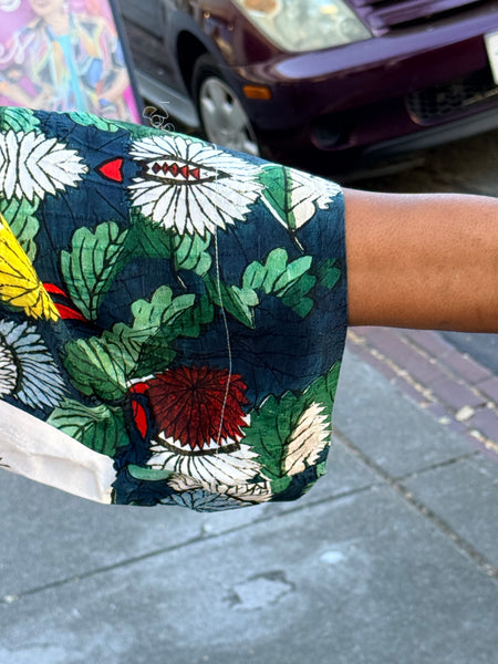 Citron Open Front Kimono-Umbrella Flowers