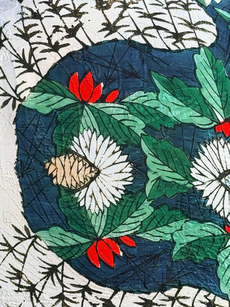 Citron Open Front Kimono-Umbrella Flowers