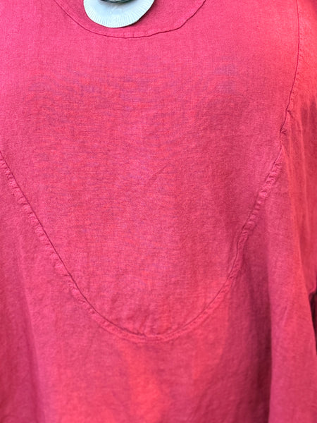 Pure Plus Linen Dress With Pockets- Wine