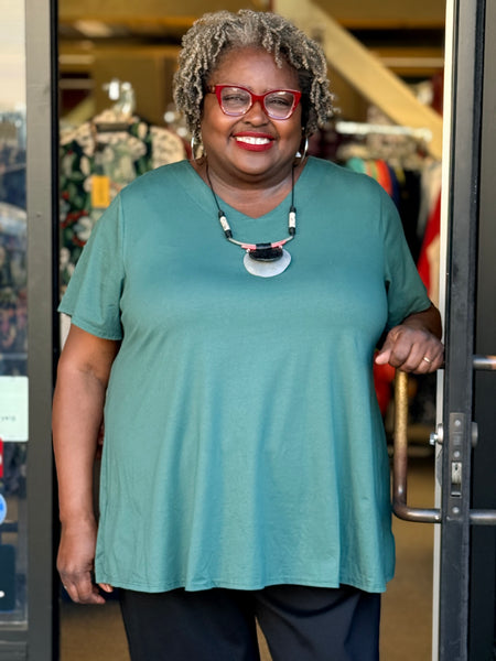 Pure Clothing Swing V-Neck Tee- Green