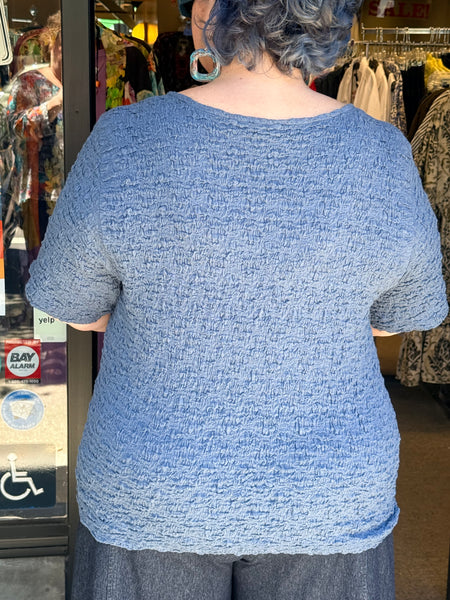 Eileen Fisher Bubble Jacquard Crew Neck Tee-Cold Spring