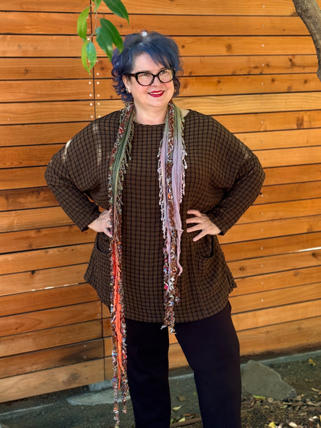 Cut Loose One Size Pocket Tunic-Kelp Check