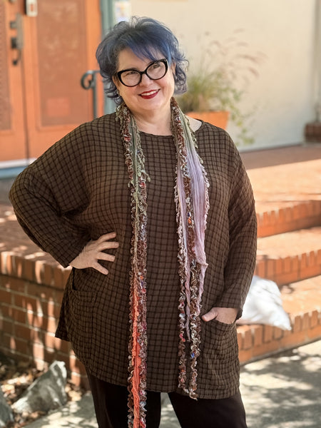 Cut Loose One Size Pocket Tunic-Kelp Check