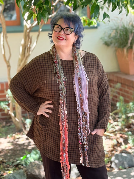 Cut Loose One Size Pocket Tunic-Kelp Check