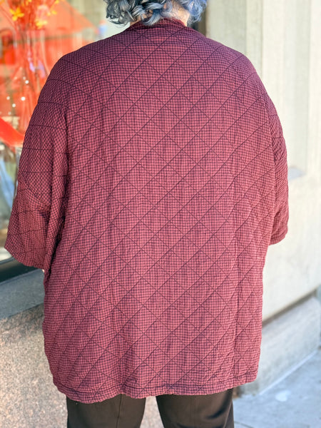 Cut Loose One Size Quilted Check Zip Coat-Cinnabark