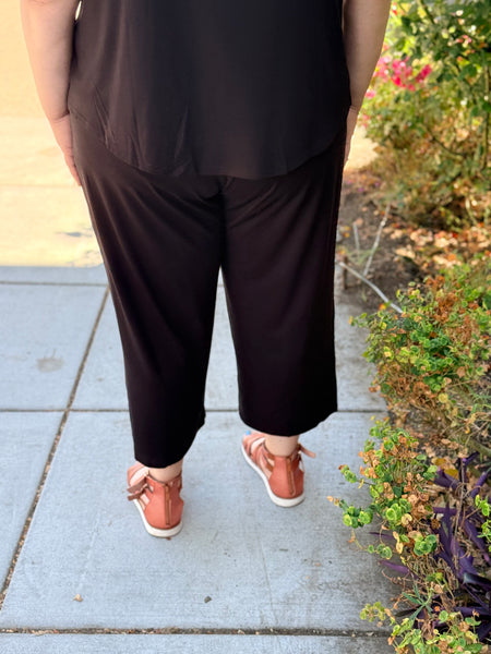 Blue Sky Bamboo Knit Yoga Capri-Black