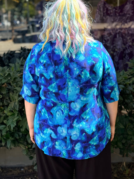 Blue Sky Linen Bamboo Liza Top-Ocean Reef
