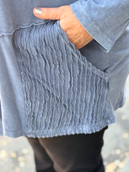 Jess and Jane Mineral Washed Tunic Top-Vintage Denim