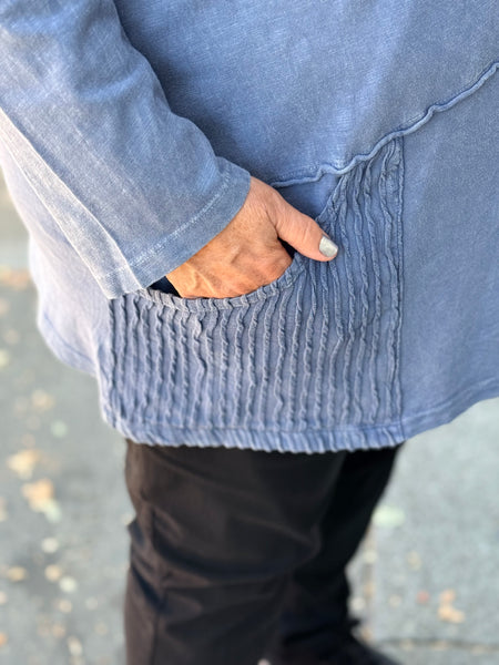 Jess and Jane Mineral Washed Tunic Top-Vintage Denim