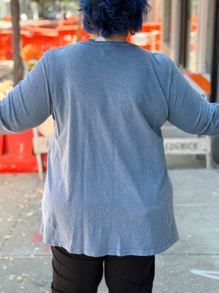 Jess and Jane Mineral Washed Tunic Top-Vintage Denim
