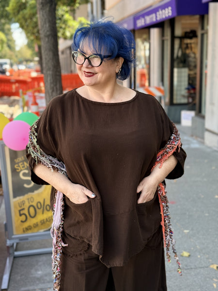 Oh My Gauze Kitty Top-Espresso